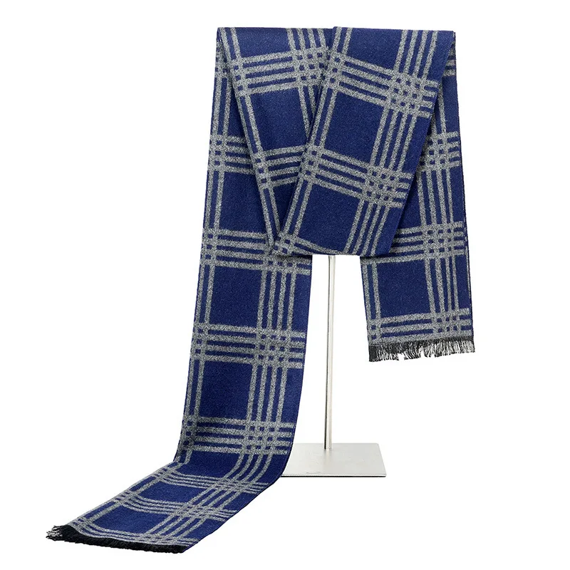 

Men's Scarves Winter Outdoor Thermal Scarves Men's Business Casual Striped Scarves Cashmere Scarf for Men