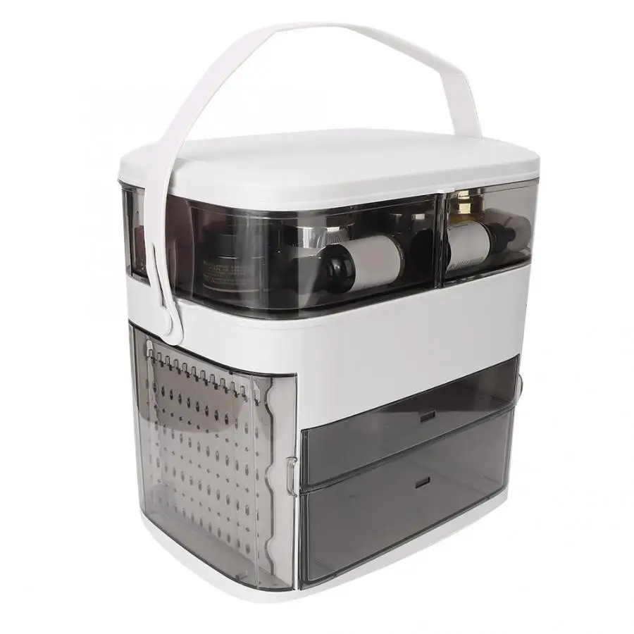 

Professional Multi-Functional Lipstick Cosmetics Storage Box Portable Earring Jewelry Organizer Container White Makeup Tool