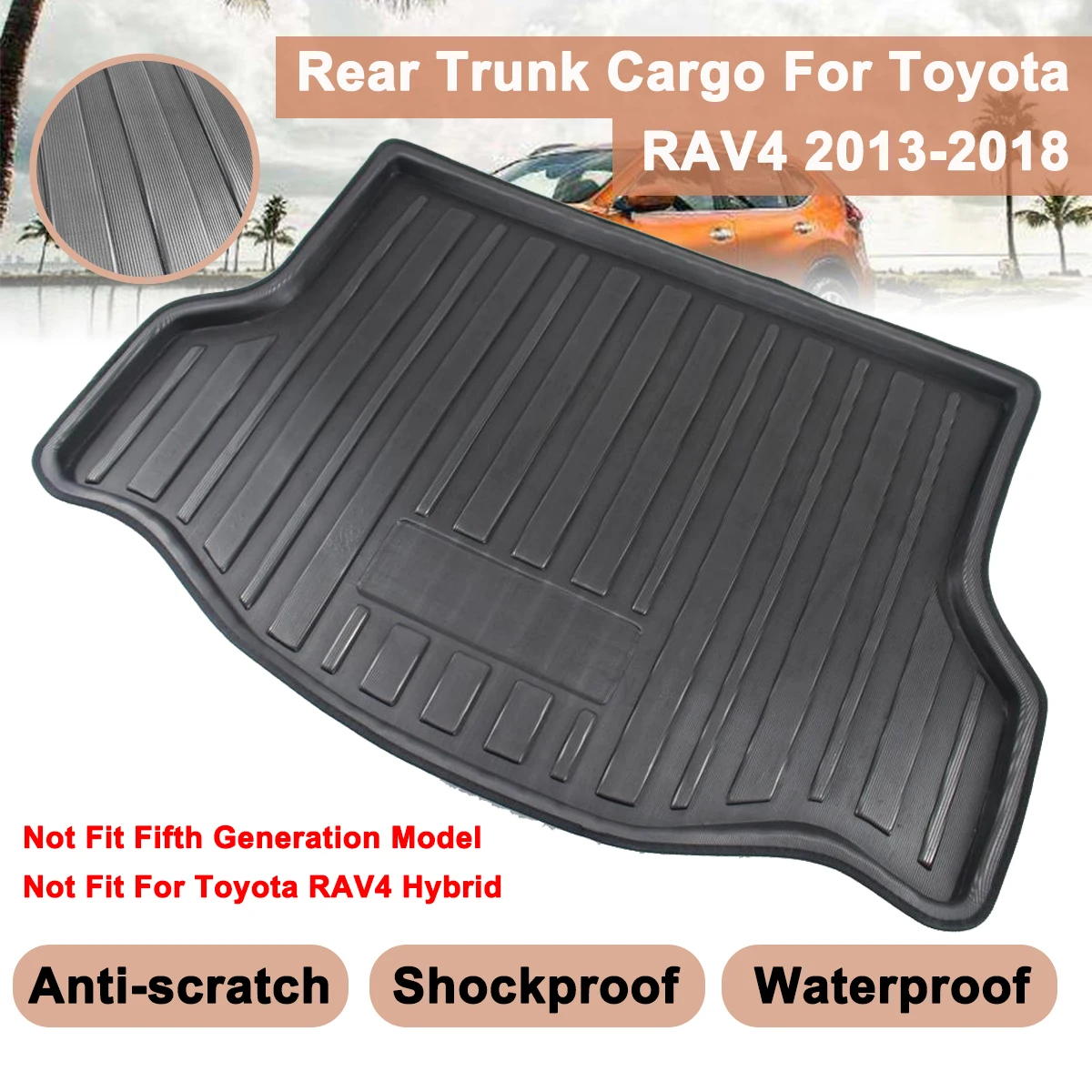 

Floor Carpet Car Rear Trunk Cover Matt Mat Car Tray Boot Liner Cargo Boot Liner Mud Non-slip For Toyota RAV4RAVA 4 2013 - 2018