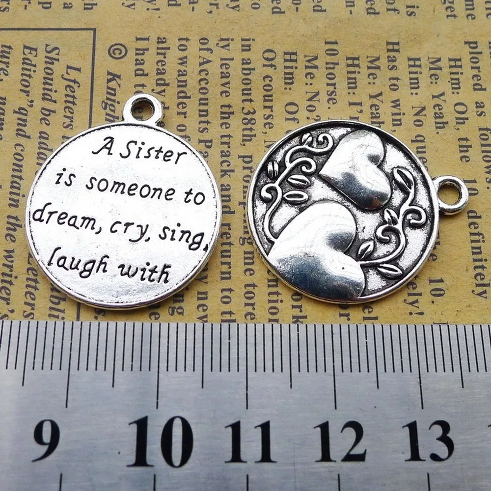 

80pcs Heart Charms 25mm x 29mm DIY Jewelry Making Pendant antique silver color