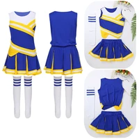 girls cheerleading dancewear costume sleeveless tops pleated skirt socks chidrens tracksuit kids cheerleader uniforms outfits