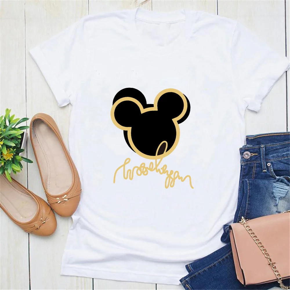 

2021 New Fashion Disney T Shirts Mickey Mouse Printed Cute Girls Tee Shirt Harajuku 90S Streetwear Female Clothes Tee Tops
