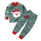 Комплекты одежды для мальчиков, пижамы из 100% хлопка с длинными рукавами, детская Рождественская одежда, футболки, штаны, одежда для сна, пижамы для детей 2, 3, 4, 5, 6 лет