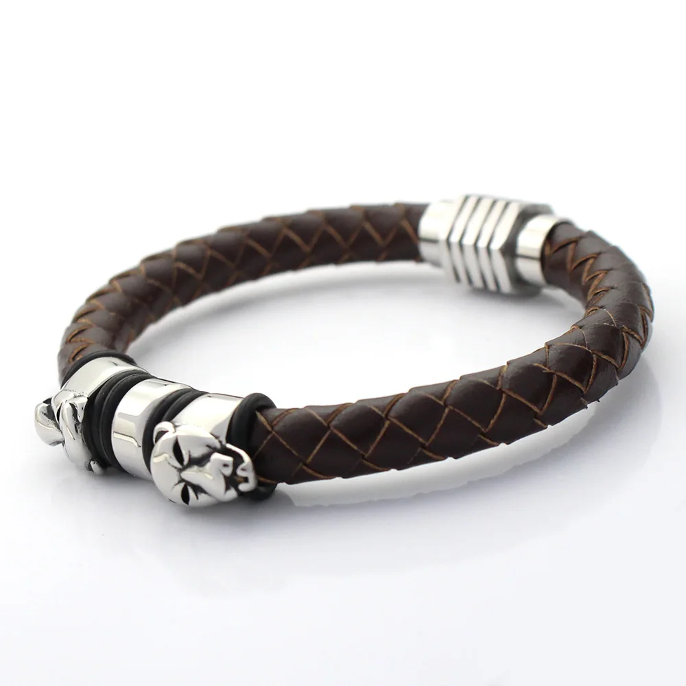 Мужские браслеты 8 мм плетеный браслет из натуральной кожи никогда не выцветает