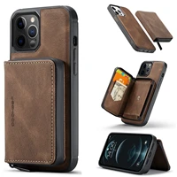 zipper leather bags detachable magnetic case for iphone 13 mini 12 pro max wallet card slot holder pouch kickstand money pocket