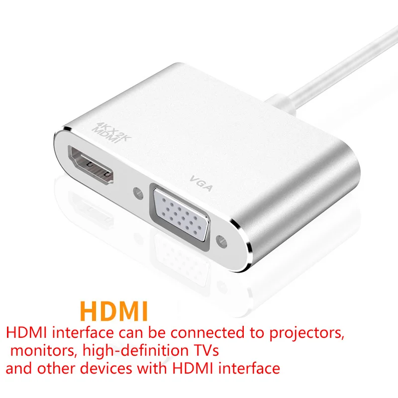 USB C к HDMI VGA адаптер 4K Тип 3 1 концентратор видео конвертеры 10 Гбит/с для Macbook Для Huawei