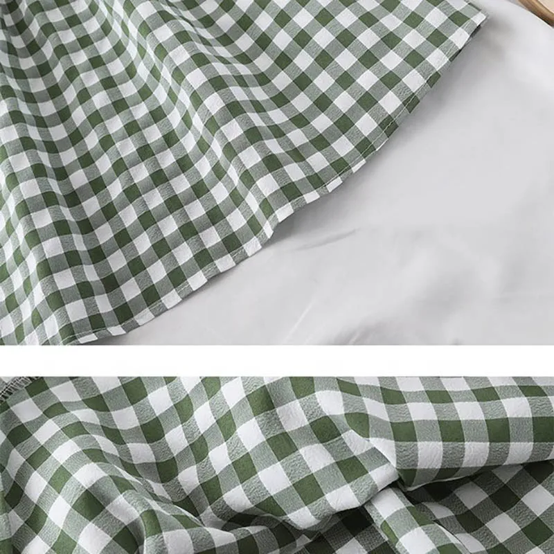 Женский клетчатый топ на молнии и юбка летний комплект из двух предметов с топом