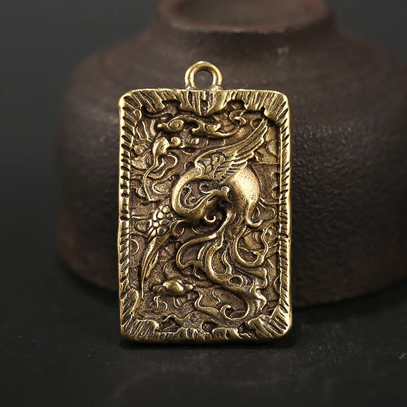 Винтажные латунные брелоки с изображением дракона Феникса цина Лина подвеска