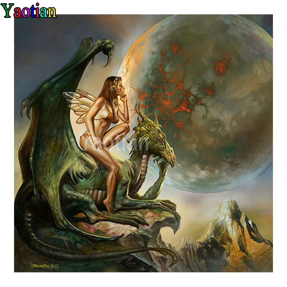 

Diamond Embroidery Fantasy Fairy Beauty Dragon Diamond Painting Kits for Adult Gifts Full Square Round 5D Home Decor Handmade