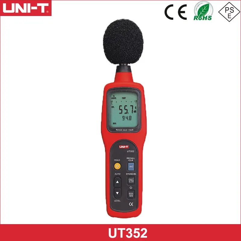 

UNI-T UT352 Digital Mini Sound Level Meter 30 130dB Noise Measuring Instrument Tester Audio Decibel Monitor Max Min Alarm Log