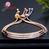 classic adjustable size beautiful woman crystal bracelets bangles 925 steling silver cubic zirconia fine jewelry gift wholesale