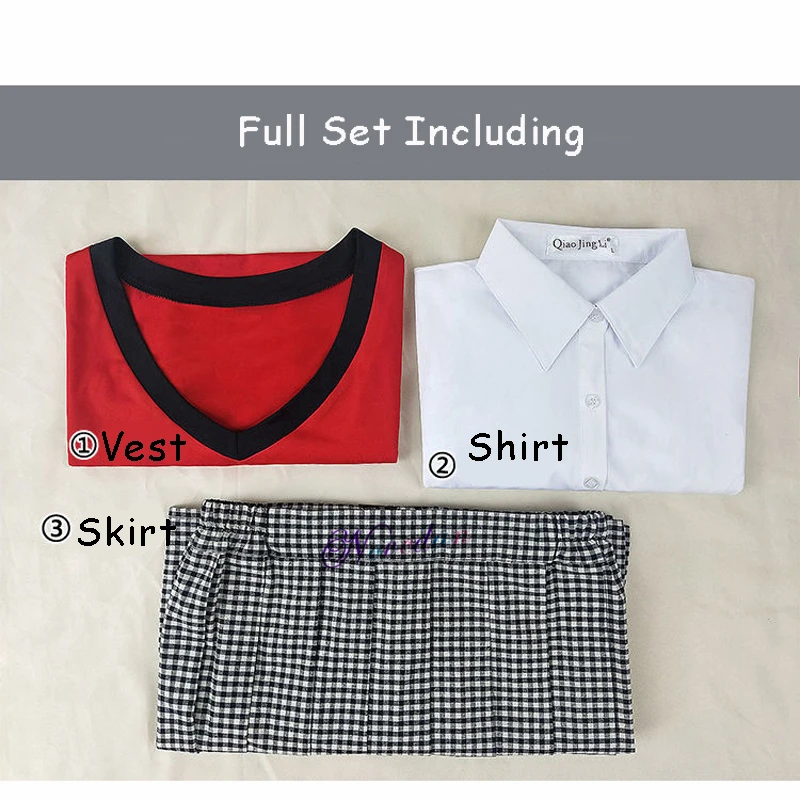 

Kakegurui Midari Ikishima Cosplay Wigs Costume Women Japanese Anime School Girls Uniform Vest Dress For Halloween Party