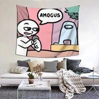 amogus tapestry funny sus tapestry wall bedspread bohemian hanging blankets for bedroom dorm