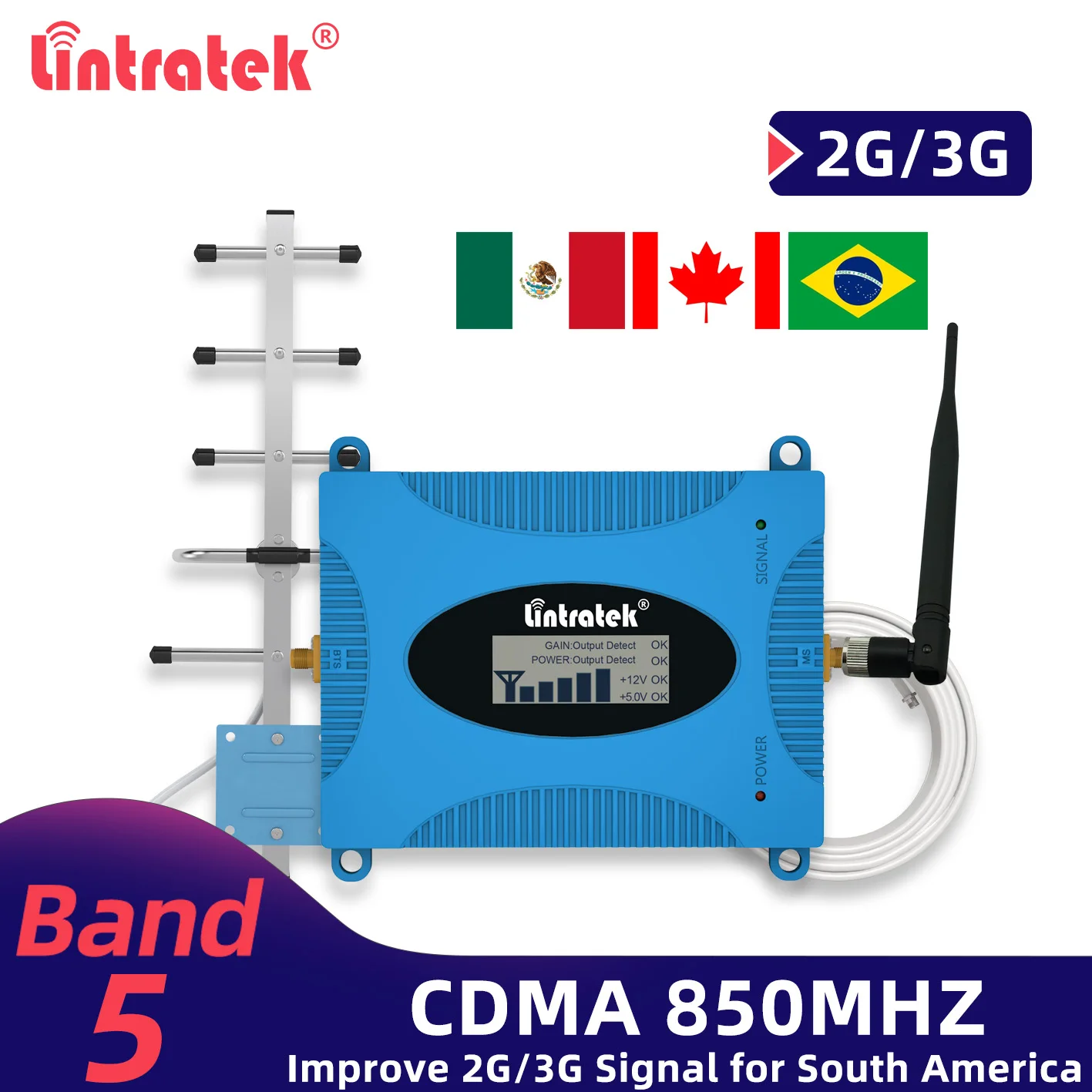 Повторитель сигнала Lintratek CDMA 850 МГц GSM 2G 3G усилитель Band 5 Усилитель сотового
