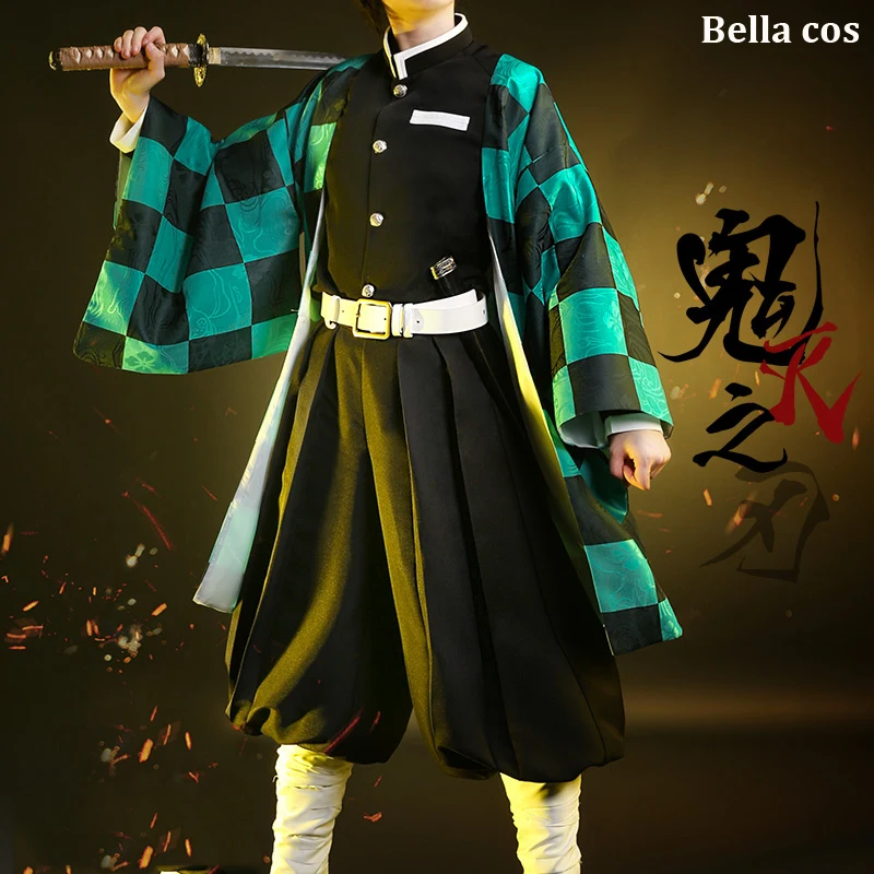Demon Slayer Kimetsu no Yaiba Kamado Tanjiro Косплей Костюм Униформа костюмы для Хэллоуина для мальчика аниме одежда костюмы cos