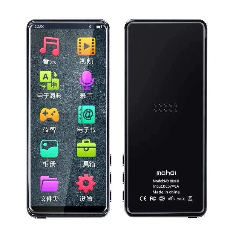 Gravação de Voz Leitor de Livros Bluetooth Player Vídeo Imagem Jogar Jogo Txt Rádio fm tf Expansível Walkman Alto Falante 5.0 Mp4 1080p