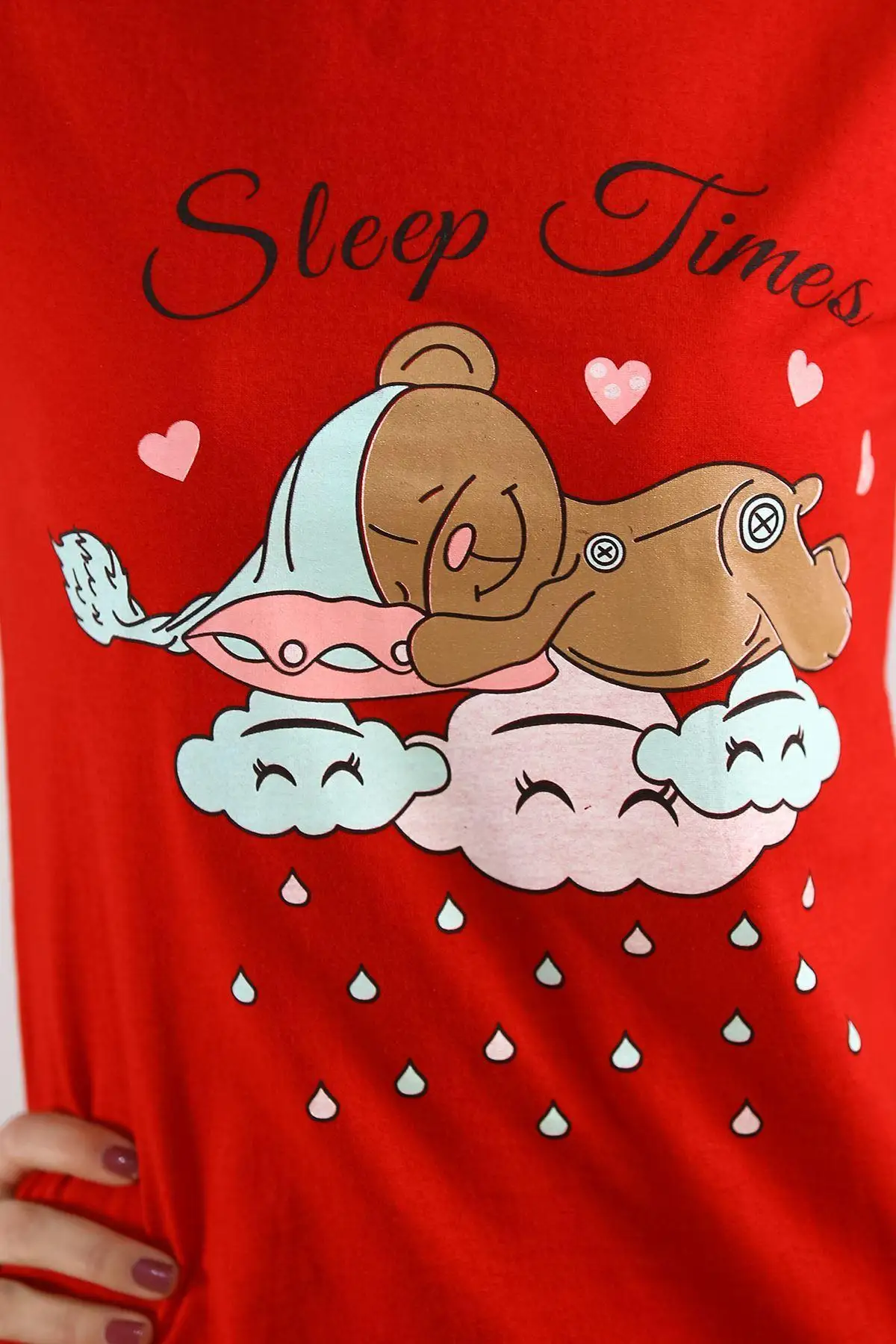 

Printed Pajamas Sets Sweatproof Comfortable Fabric Good Sleep Vivid Colors Durable Healthy Sleep Comfortable Collar