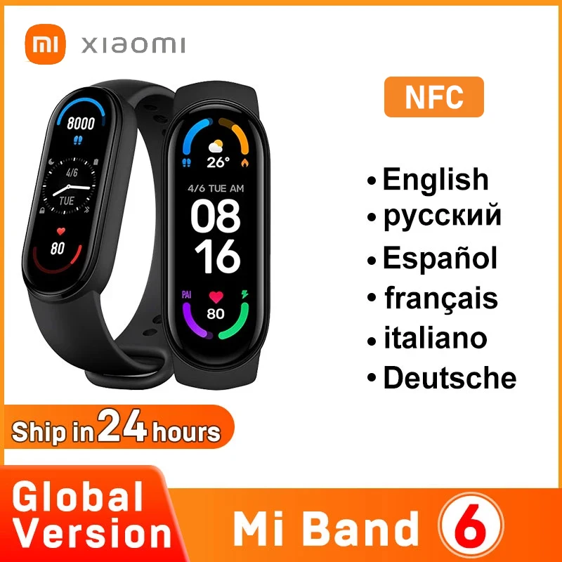 

Смарт-браслет Xiaomi Mi Band 6, NFC, AMOLED экран 1,56 дюйма, 5 цветов, пульсометр