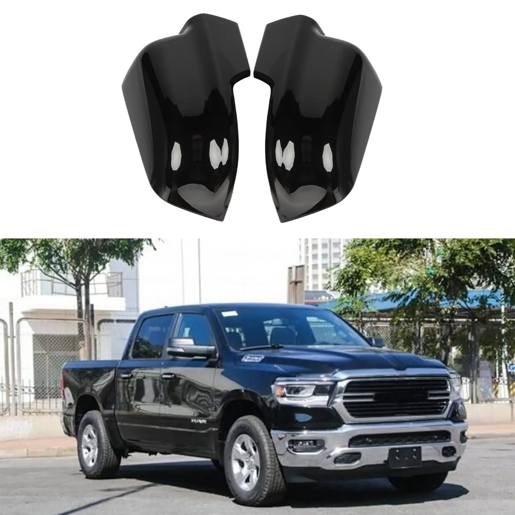 

Car Rearview Mirror Cover Caps Shell Trim Frame for Dodge Ram 1500 2019-2021