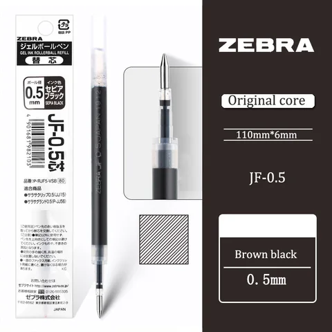 Стержни для патронов JJ15, JJ55, JJ56, JF-0.5 мм, 10 шт./10 цветов, Япония, ZEBRA, 0,5