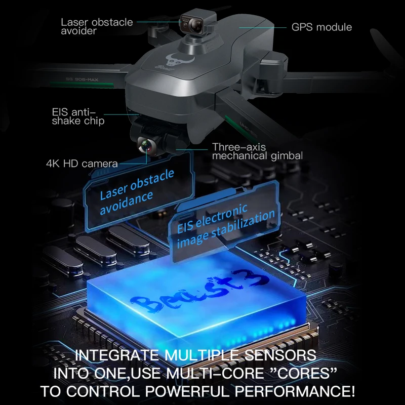 NYR SG906 MAX Pro 2 GPS Дрон с разрешением 4K HD Камера лазерный избегания препятствий