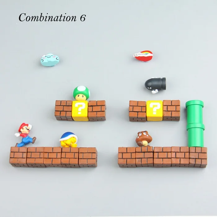 Combination 6 3D Супер Марио Bros магниты на холодильник магнит стикер сообщений мультфильм игровой мультфильм 3D лед коробка Пастер ледяная коробка стикер - Цвет: Combination 6