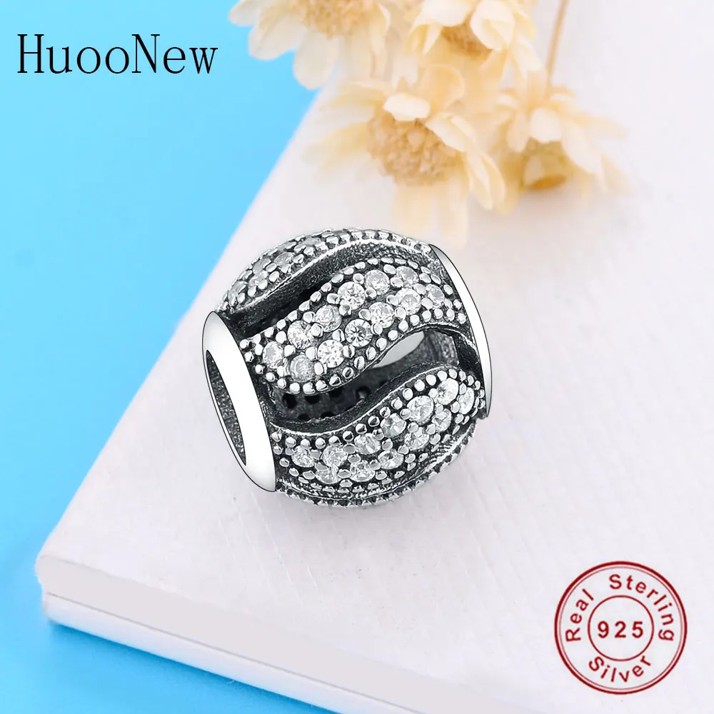 Оригинальные 925 пробы серебряные ажурные бусины лояльности с прозрачными