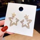 Роскошные серьги Стразы со звездами модные милые серьги-гвоздики в Корейском стиле с полыми кристаллами и большой звездой Новинка 2020 ювелирные изделия для вечерние ER1000