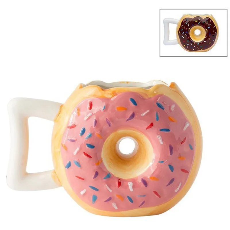 

Creative Donut Ceramic Coffee Mugs Bread Biscuits Water Cup Office Coffee Cup Art Decoration Crafts Friends Gift Wine Tumbler