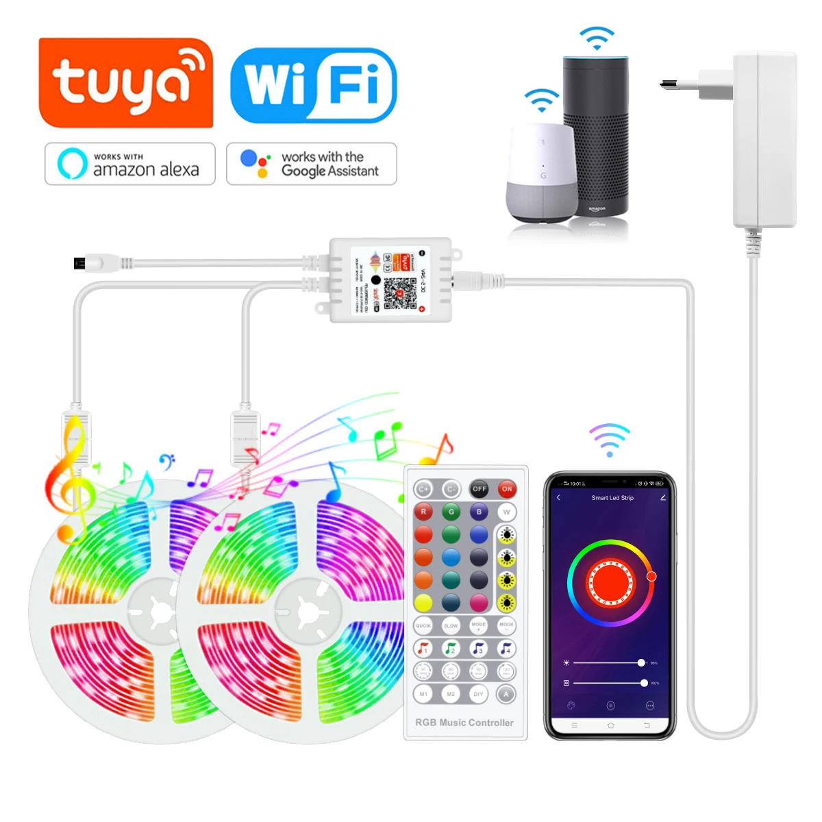 

Умная Светодиодная лента RGB с поддержкой Wi-Fi, 5/10 м, 12 В