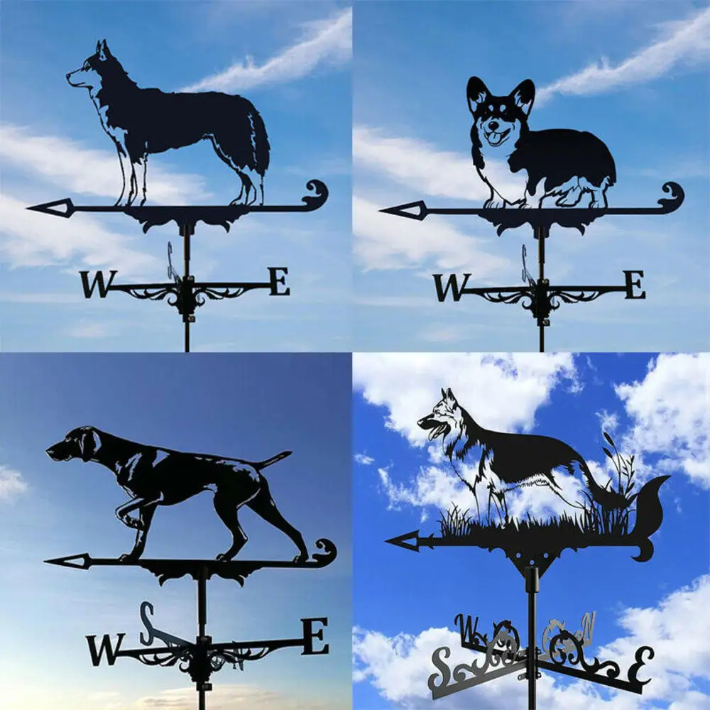 

Professional Measuring Tool Dog Shaped Stake Weather Vane Metal Iron Art Decor Lawns Patio Yard Garden Decoration Outdoor