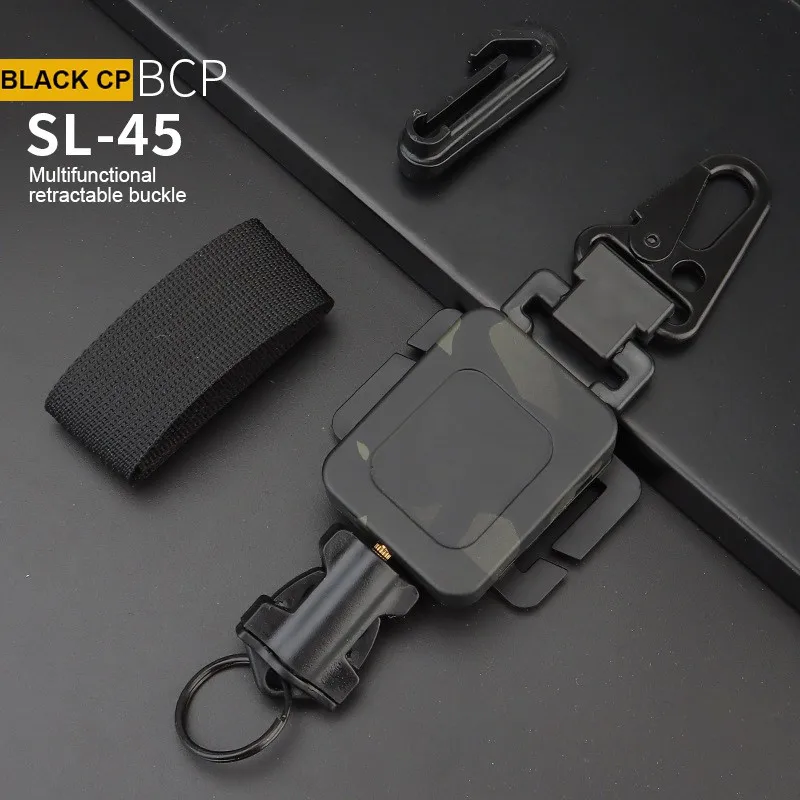2 In 1 Outdoor Anti-theft Telescopic Buckle Tactical Pouch & Keychain Holder Anti-lost EDC Retractable Spring Rope Tools