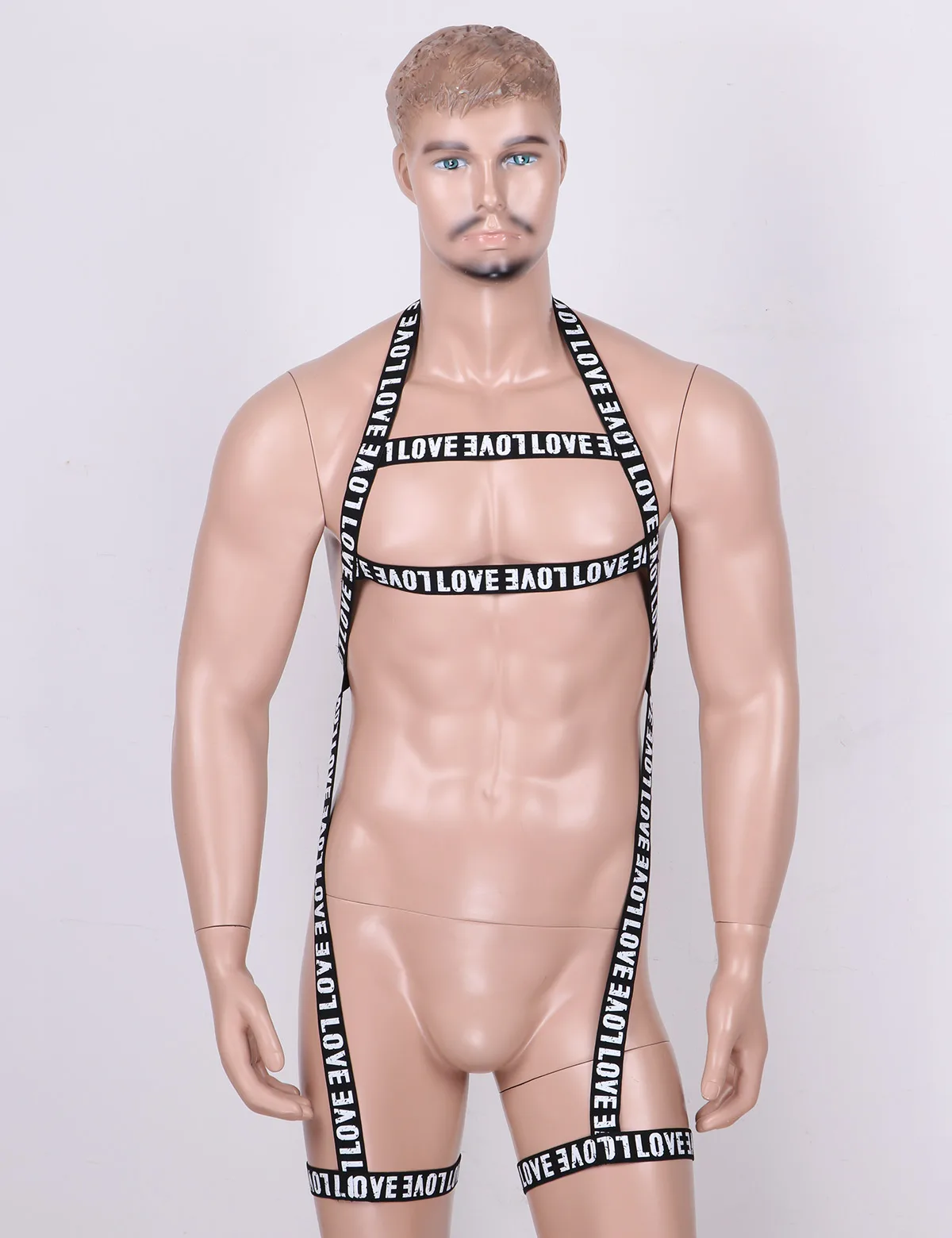 Мужской бандажный ремень с буквенным принтом лямка через шею эластичный