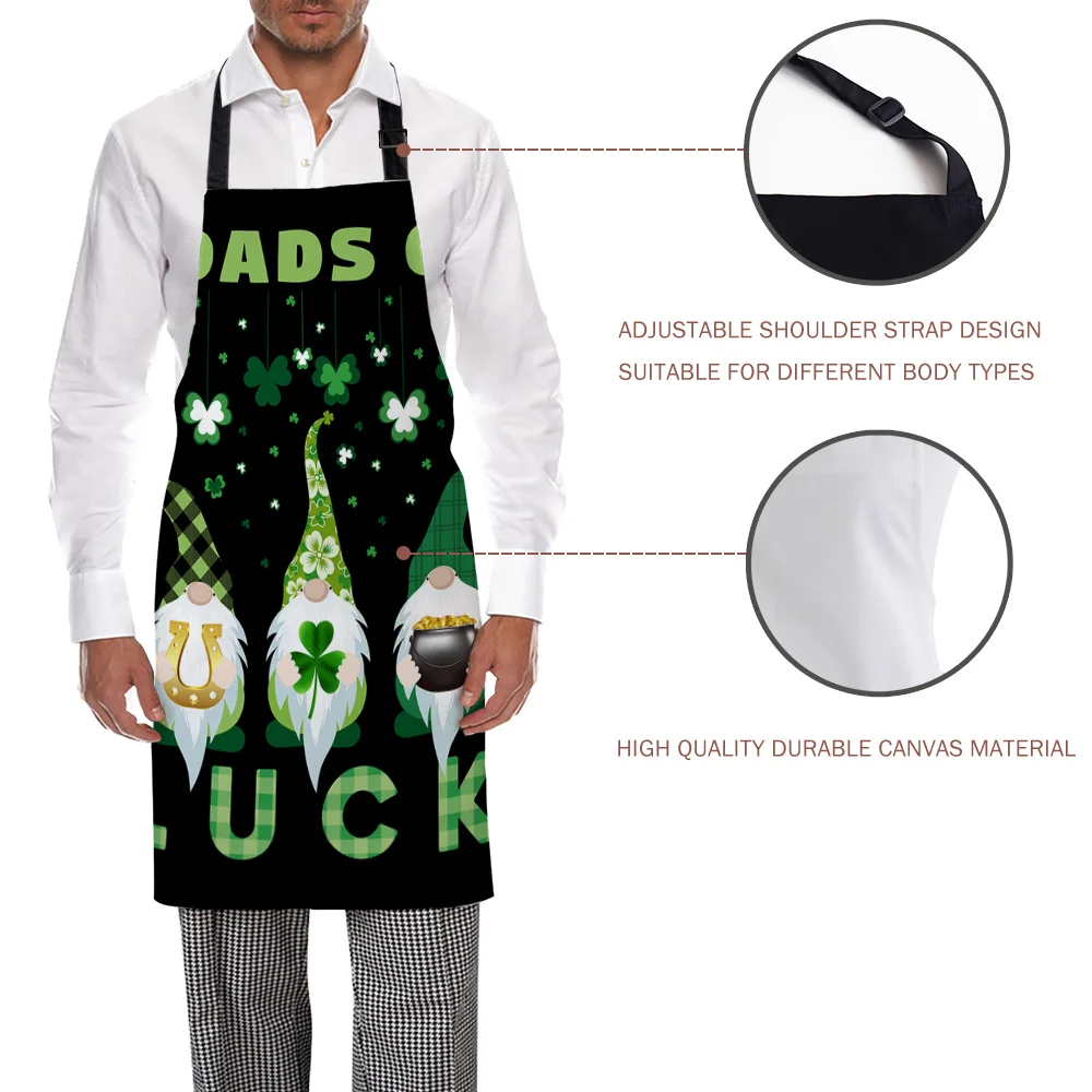 Clover Dwarf Black Cooking Kitchen Apron For Woman Men Chef Waiter Cafe Shop BBQ Hairdresser Aprons Bibs Accessory | Дом и сад