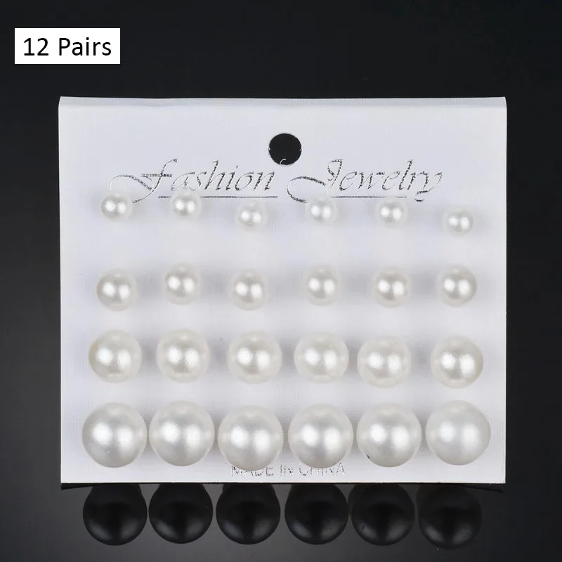 12 Pairs 12/9 пар/компл. Для женщин с цветами и жемчугом сережки-гвоздики с кристаллами для девочек элегантное розовое Цветочное сердце подарочный набор украшений для ушей - Окраска металла: 12 Pairs