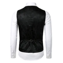 Mens Red Paisley Bronzing Vest Single Breasted V-Neck Wedding Suit Vests Men Gothic Aristocrat Steampunk Victorian Gilet Homme (2)