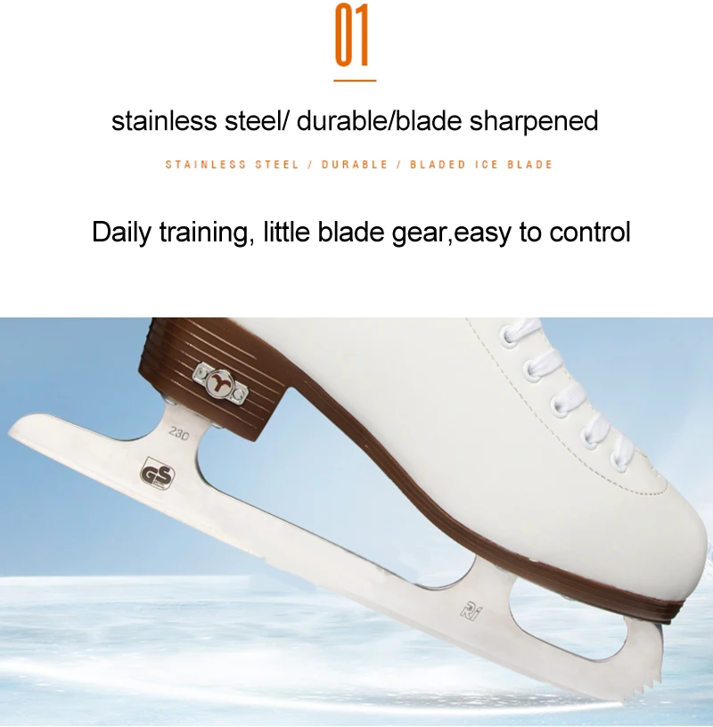 Genuine Leather Ice Figure Skates Shoes Professional Thermal Warm Thicken Skating Shoe With Blade For Kids Adult Teenagers | Спорт и
