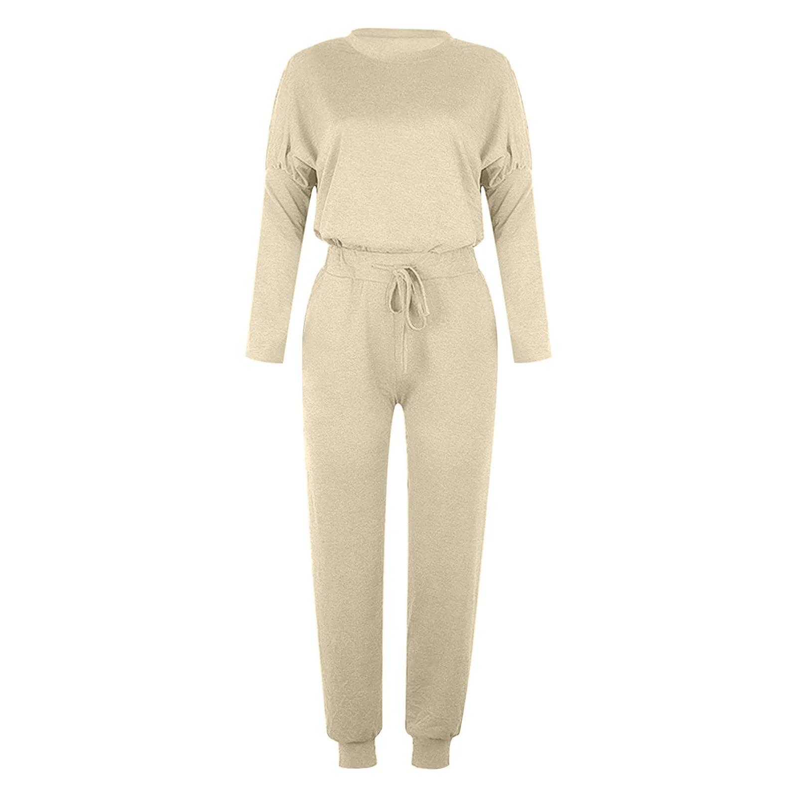 

New Autumn Winter Tracksuit Fashion Solid Pullover Long Sleeve Loungewear Bandage Loose Pants Woman Jogger Sport Suit