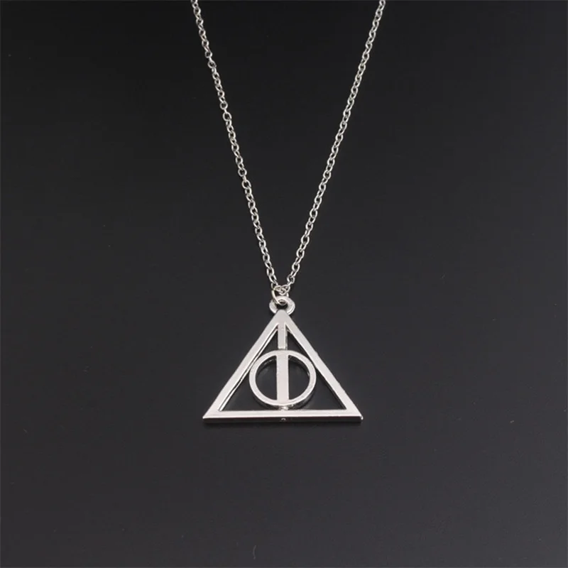 Модное треугольное ожерелье Луна Дары смерти полые треугольные Подвески цепочка