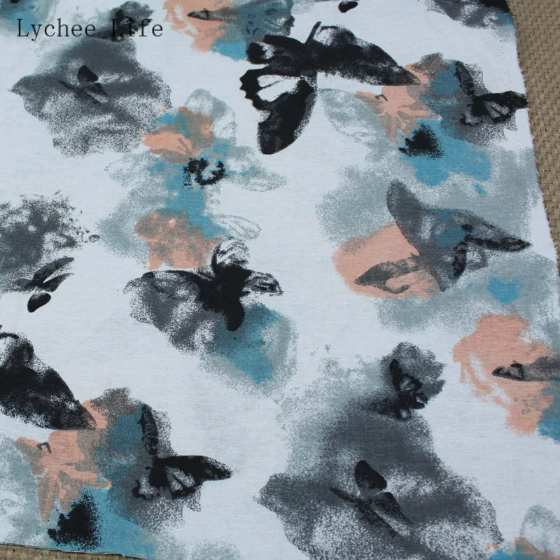 Lychee Life 50х140см ткань с принтом бабочки из хлопка и льна для шитья одежды Лоскутная