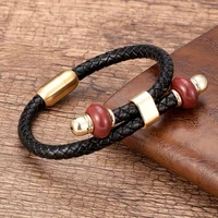 high quality natural stone women leather bracelets charm stainless steel magnetic clasp bracelet homme 2020 fashion jewelry gift