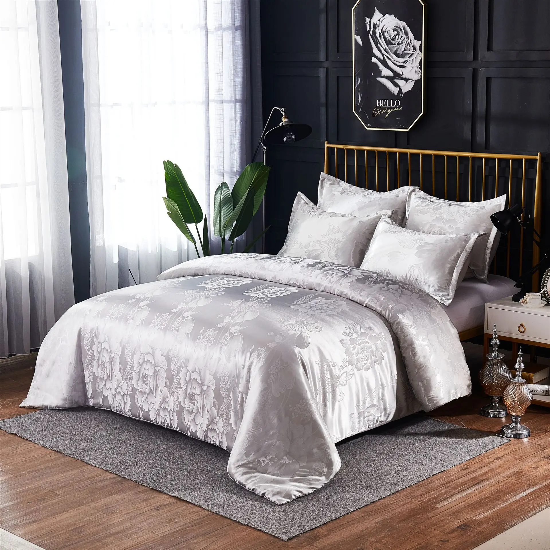 

Home Textile Classical Pattern Tribute Silk Jacquard Bedding Set Queen King Size Qulit Duvet Cover Set