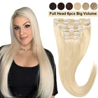 MRSHAIR Платиновые светлые волосы 60 # с толстыми концами, 100% натуральные волосы для наращивания, натуральный цвет 1B #2 #4 Clipins 6 шт.компл. 16-24 дюйма