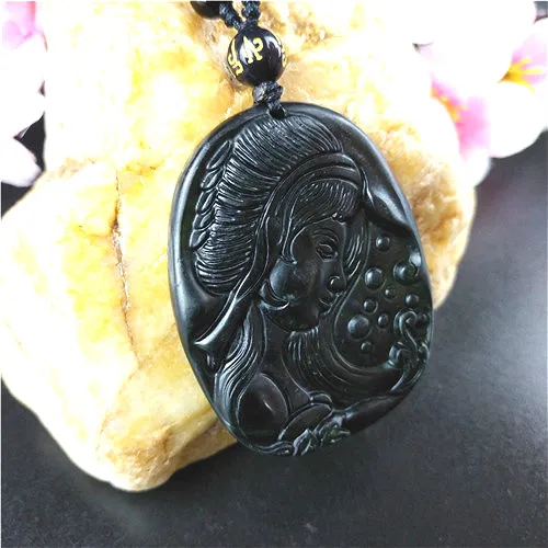 Сертифицированный китайский натуральный черный зеленый нефрит красота кулон