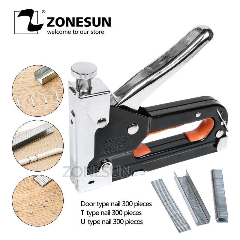 

ZONESUN Manual Multi tool Nail Staple Gun Furniture Stapler For Wood Door Upholstery Framing Rivet Gun Kit Nailers Rivet Tool