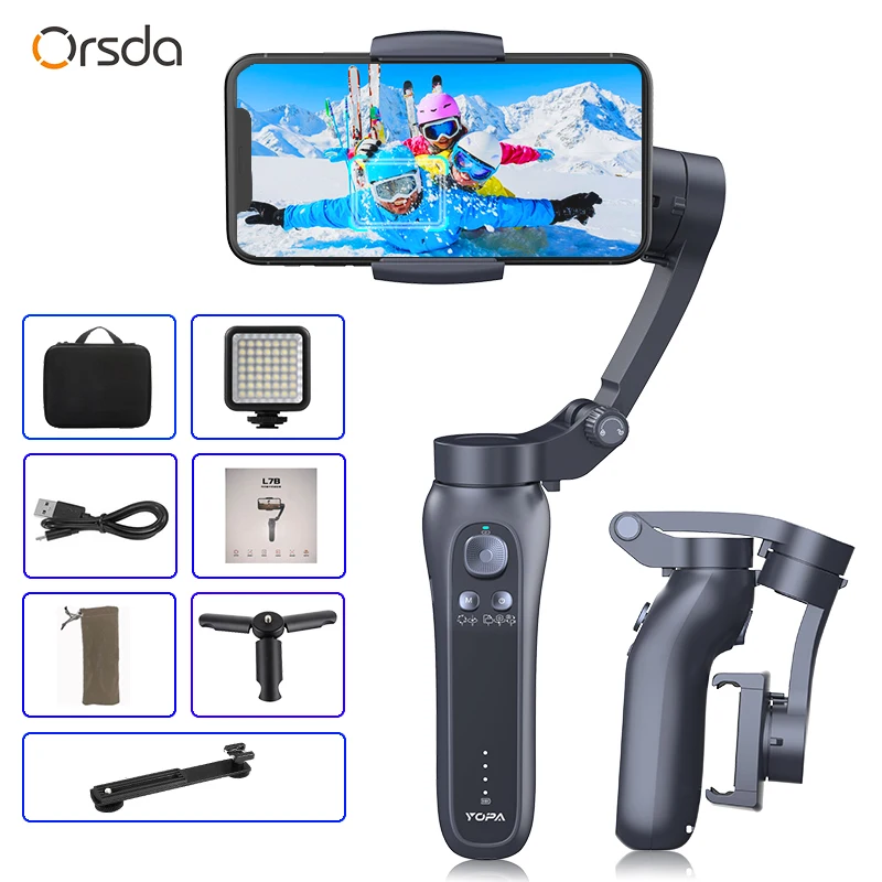 

Orsda L7B Gimbal 3 Axis Handheld Smartphone Stabilizer smart for Action Gopro camera Video tik Youtube tiktok tok Vlog Live