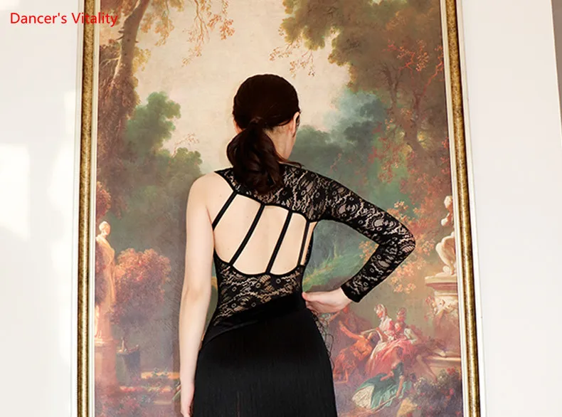 

Latin Clothing Women's New Dress Latin Art Test Clothing Fringed Open-Back Lace Practice Clothes Oriental Dance Dress