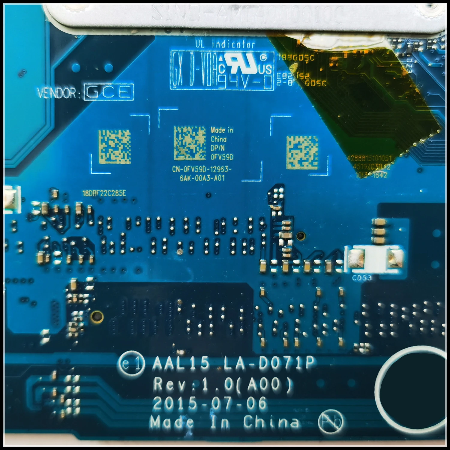 Высокое качество CN-0FV59D для Dell Inspiron 5559 материнская плата ноутбука AAL15 LA-D071P SR2EY I5-6200U