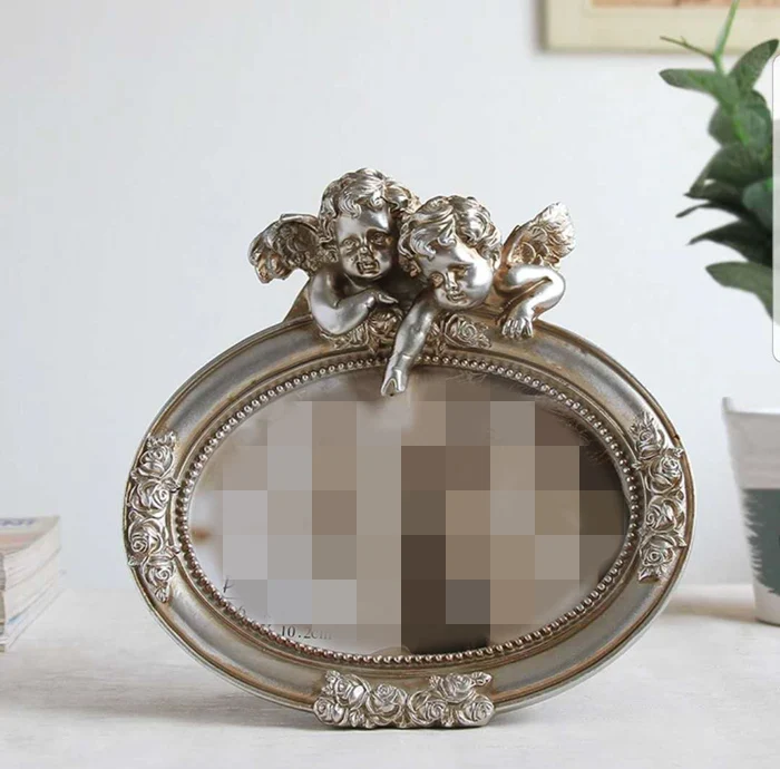 6 inch silvery oval Ретро фоторамки золотистого цвета, семейные свадебные фоторамки для пар, Фоторамки из смолы, стеклянные рамки для домашнего декора, овальные прямоугольные - Цвет: 6 inch silvery oval