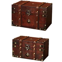 retro treasure chest vintage wooden storage box antique style jewelry organizer for jewelry box trinket box